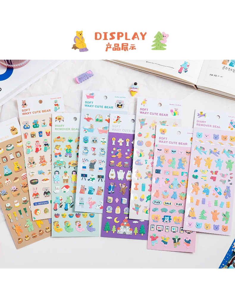 Colección completa de pegatinas temáticas de osos