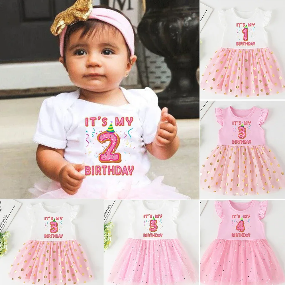 Vestido de bautizo para niña con manga corta - Fiesta de cumpleaños - imagen 2
