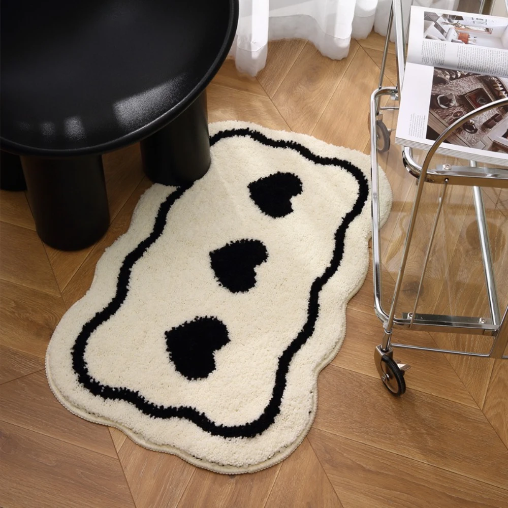 Alfombra absorbente antideslizante para baño con corazón bicolor - imagen 2