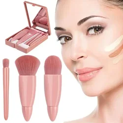 vvocci Juego de brochas de maquillaje infantil con estuche y espejo