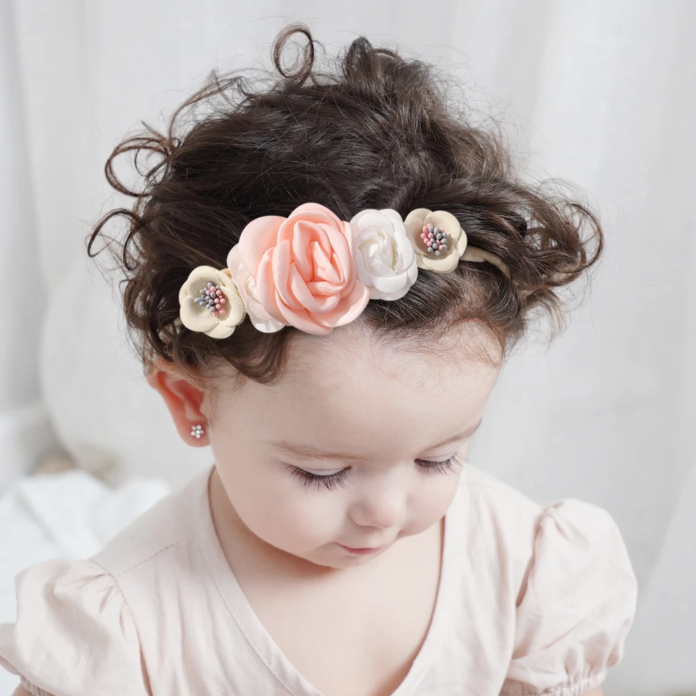 Diadema con lazo y estampado floral, accesorio suave para bebé