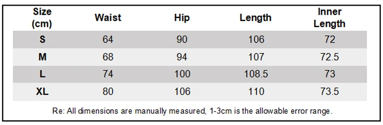 Tabla de tallas del pantalón de maternidad