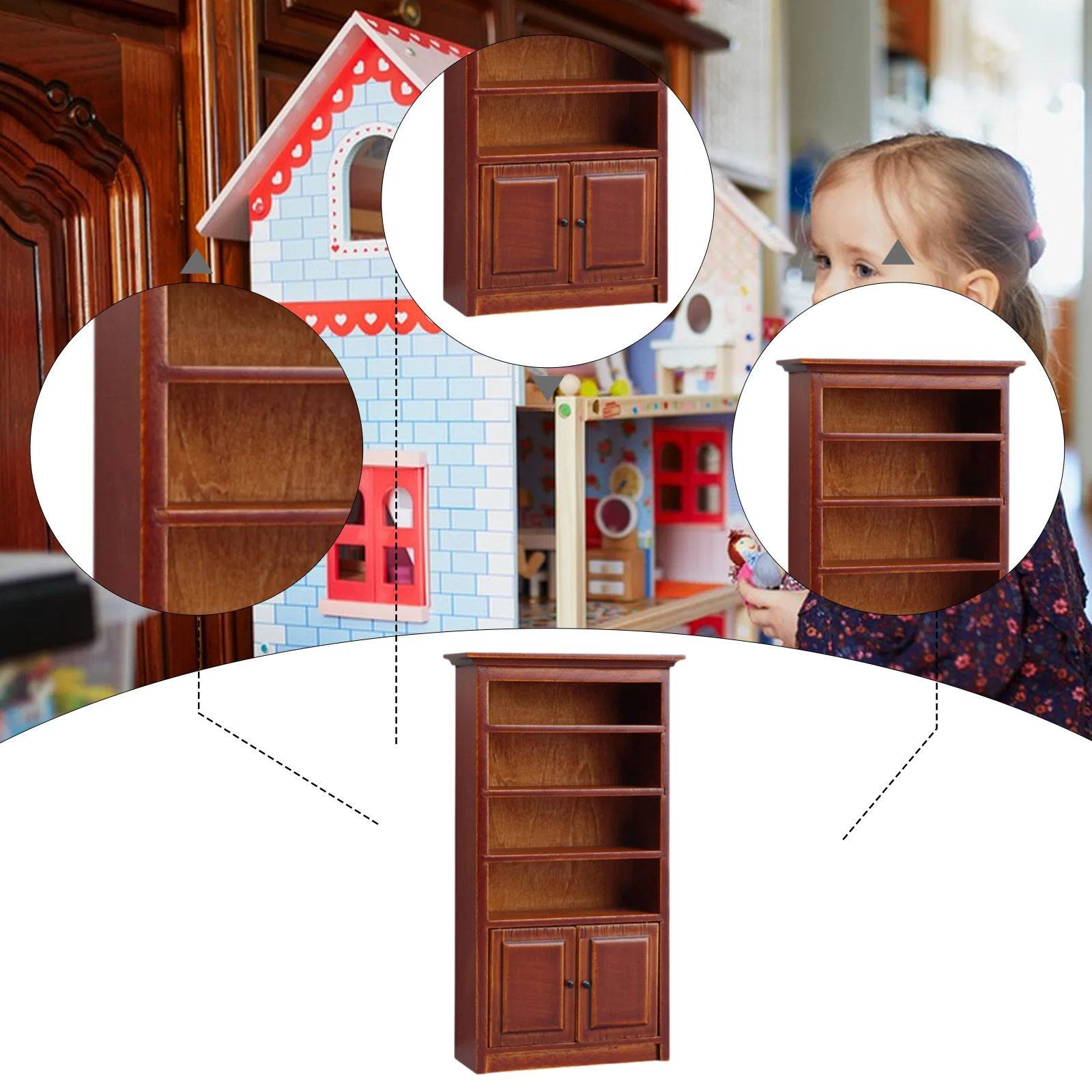 Estantería casa de muñecas de madera con mini almacenaje para juguetes - imagen 3
