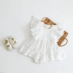 MILANCEL Vestido de verano para niña bebé con volantes