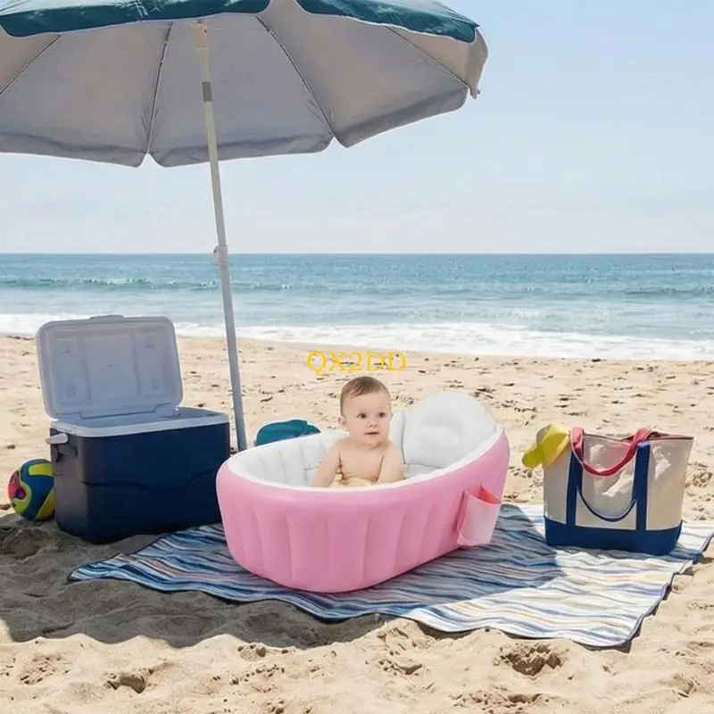 QX2D Bañera hinchable plegable para bebé portátil fácil de guardar - imagen 3
