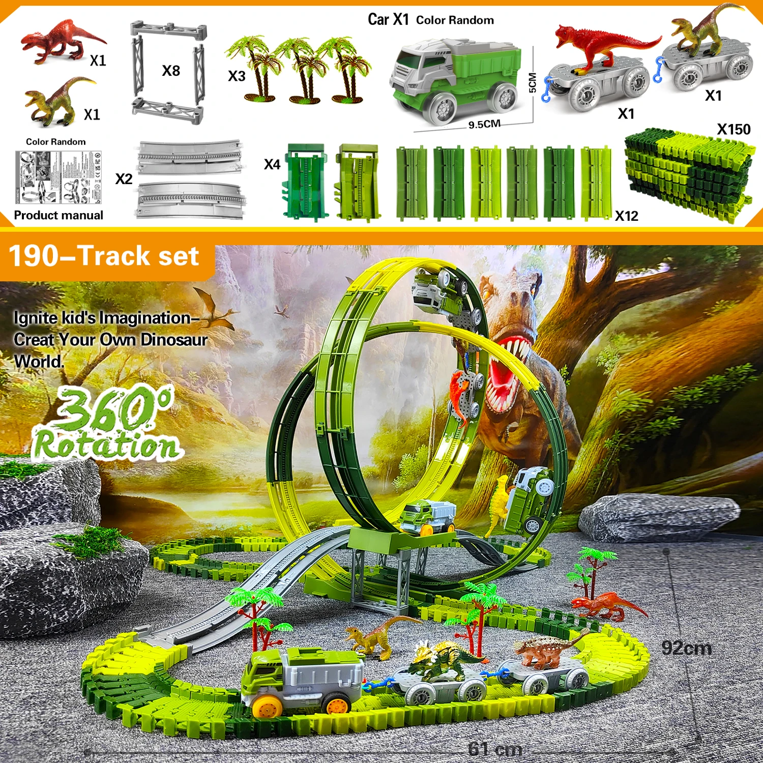 Pista de carreras de dinosaurio TONERJU