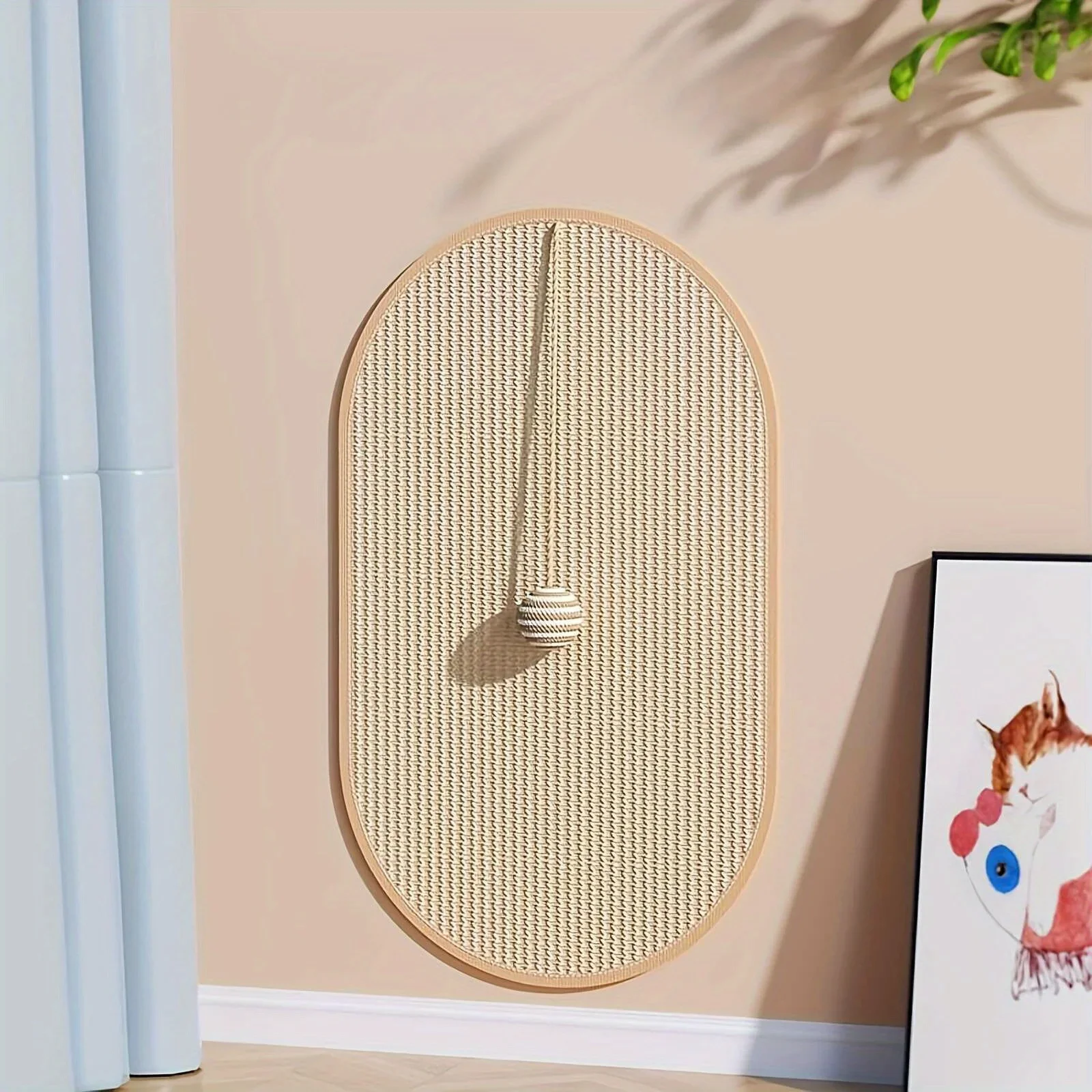 Almohadilla de sisal instalada en pared