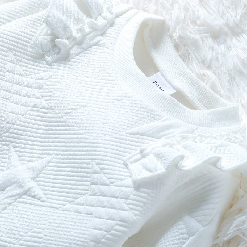 Conjunto otoño-invierno para niñas con lazo y estrella - blanco - imagen 2