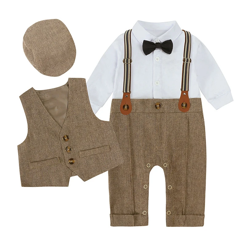Conjunto recién nacido niño: pelele, chaleco y gorro de punto - imagen 4