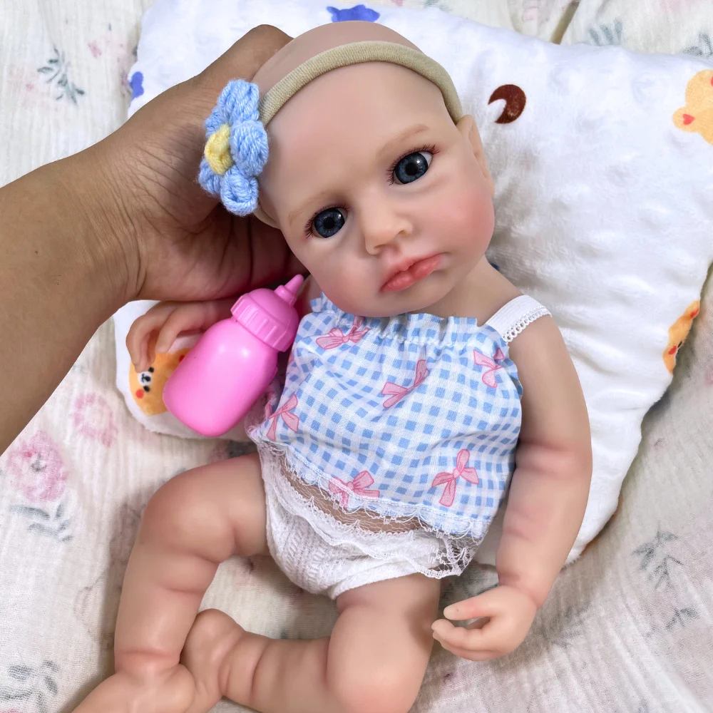 Muñeca bebé reborn LouLou ojos azules realistas de silicona suave