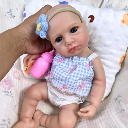 Muñeca bebé reborn LouLou ojos azules realistas de silicona suave