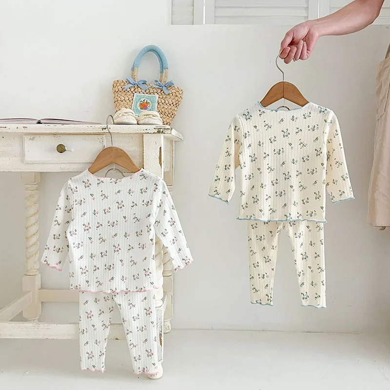 Milangel Pijama de Algodón para Bebé con Estampado de Flores Rosa - imagen 2