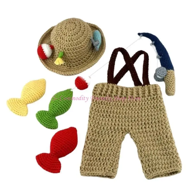 Conjunto traje pescador de punto para recién nacidos con sombrero - imagen 3