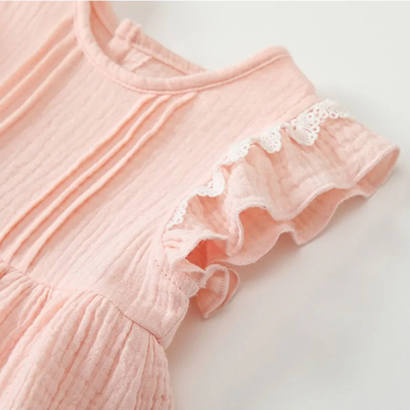 Mono sin mangas de encaje rosa niña recién nacida verano con sombrero - imagen 5