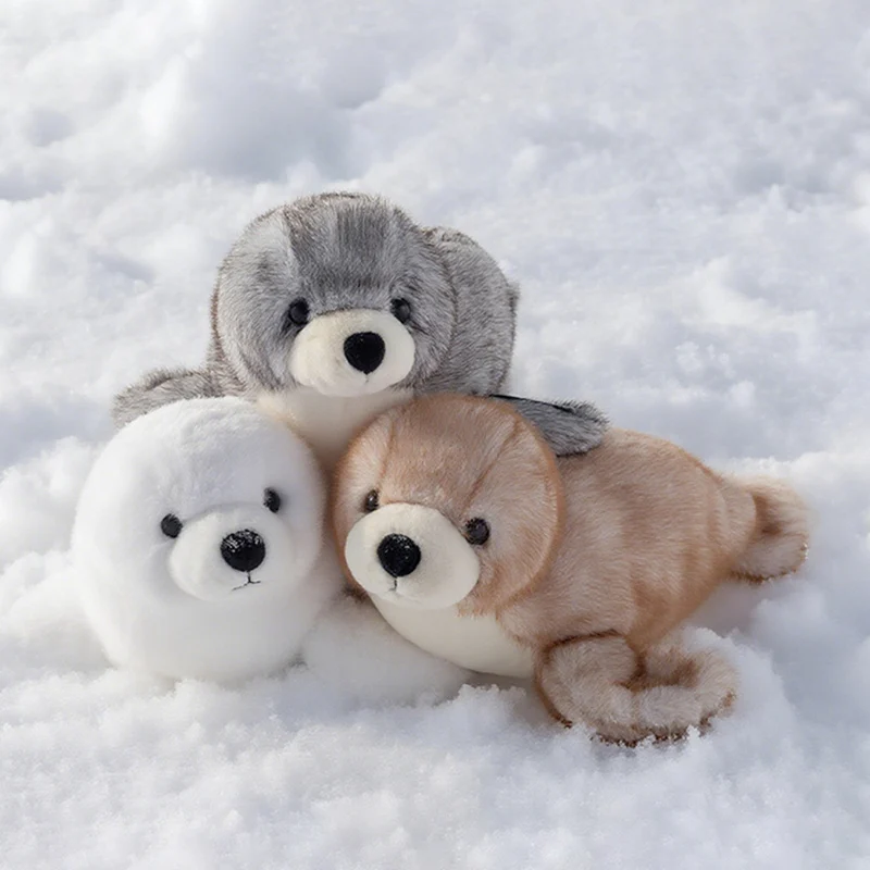 Peluche de foca marina realista con suave relleno blanco y gris - imagen 5