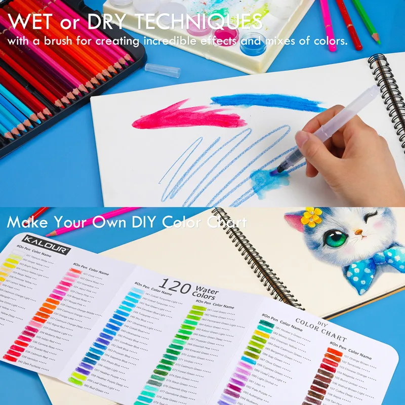 Set de 120 lápices de colores acuarela profesionales – Solubles en agua para pintar - imagen 3