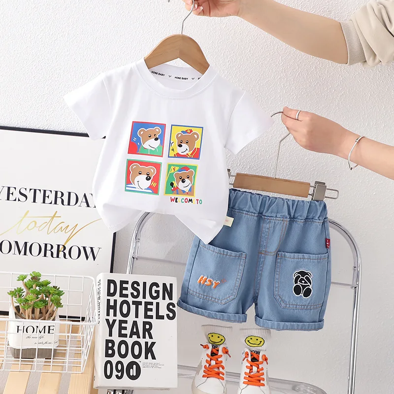 Conjunto de verano para bebé y niña - camiseta estampada, shorts