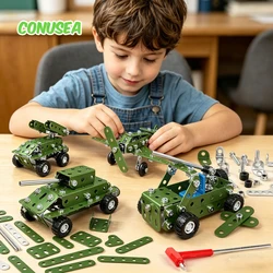 Bloques de construcción desmontables con tornillos: tanque y avión