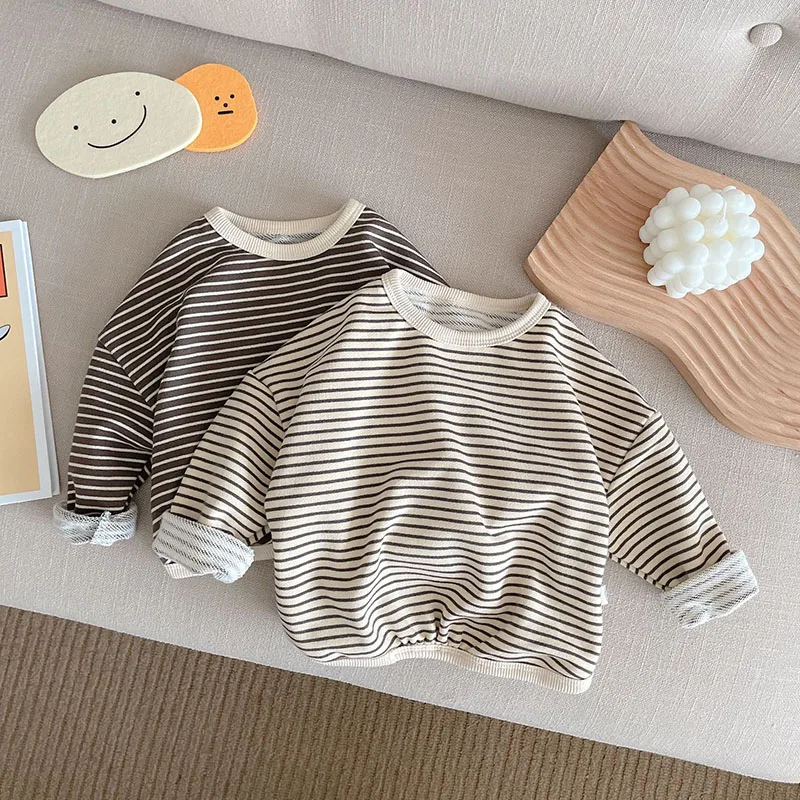 Sudadera con capucha a rayas para niños primavera/ootoño - imagen 3