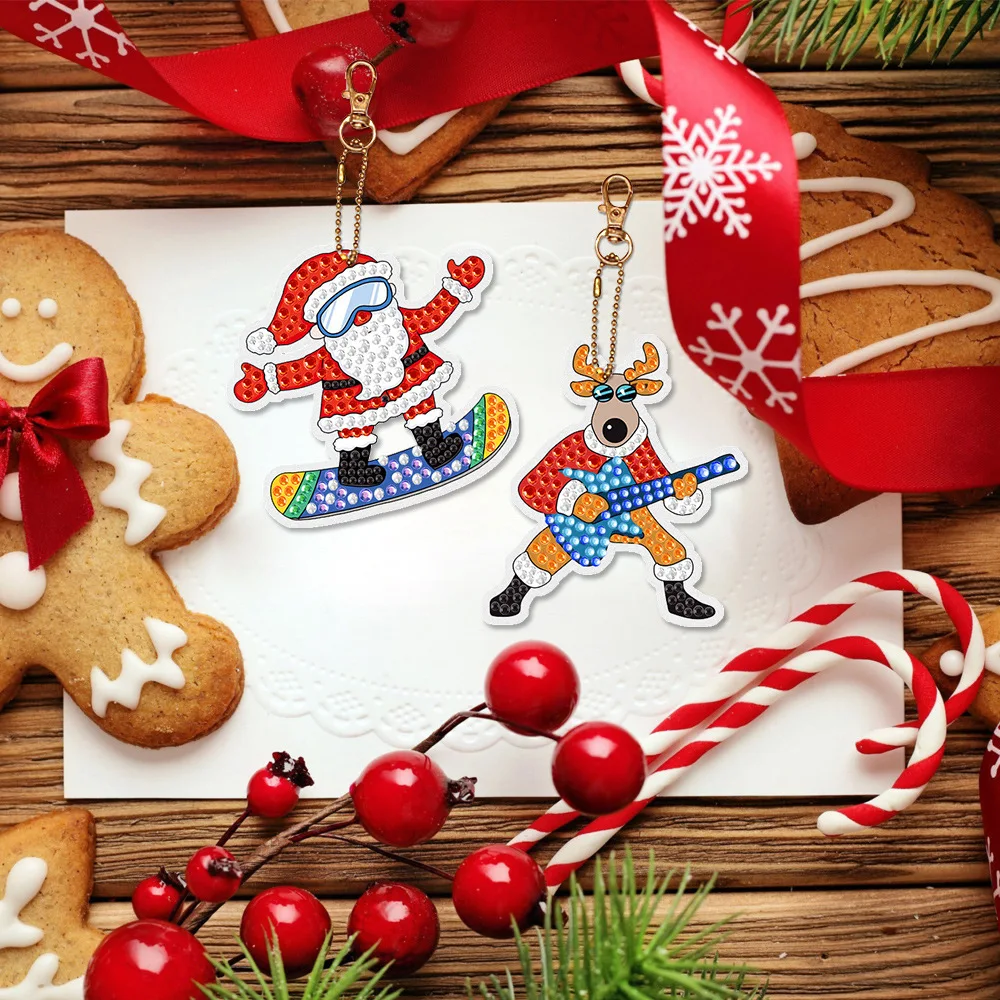 Llavero de pintura de diamantes 5D para niños – Kit navideño DIY - imagen 2