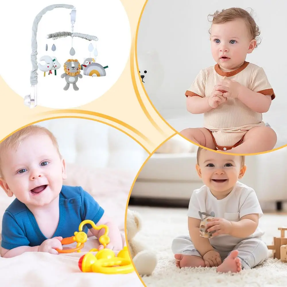 Escena de habitación infantil con la cuna móvil instalada