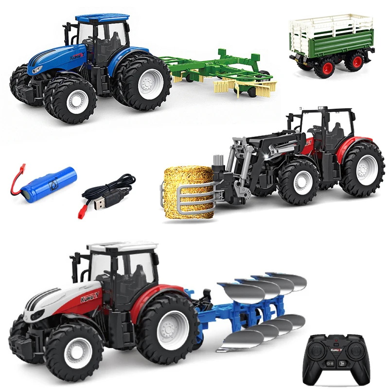 Tractor teledirigido con remolque de cosechadora agrícola RC - imagen 3