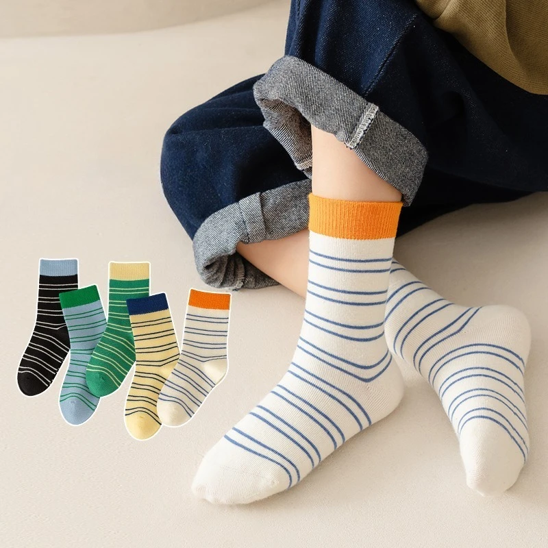 Calcetines hasta la rodilla de rayas estilo japonés otoño-invierno - imagen 3