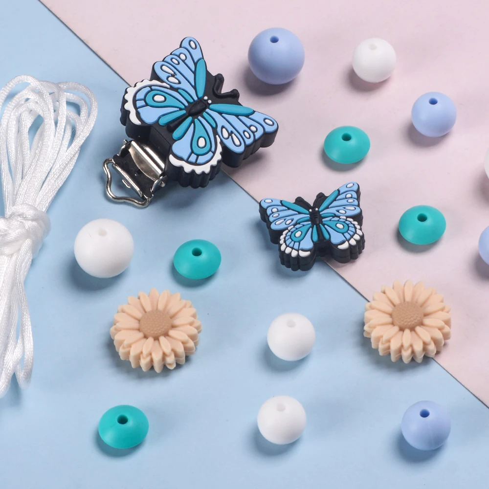 LOFCA collar de dentición con silicona: cuentas mariposa y flores - imagen 5