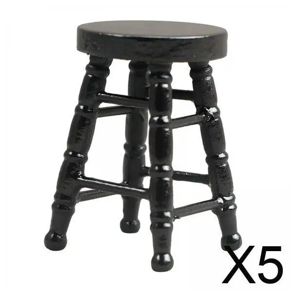 Juego de 5 mini sillas de madera para casa de muñecas escala 1:12