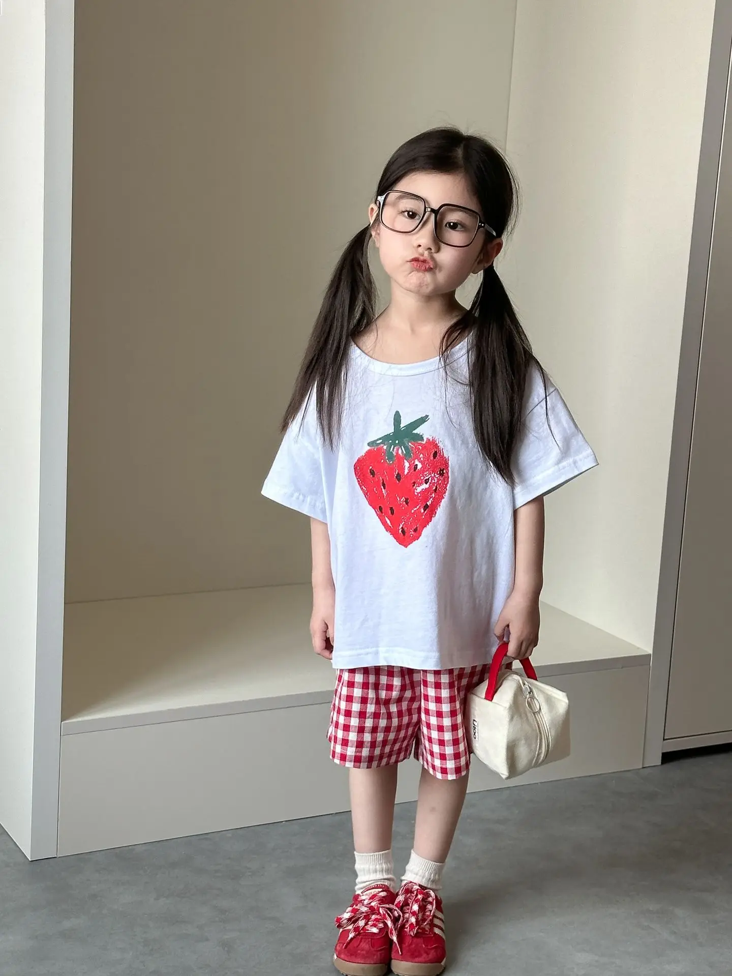 Conjunto verano infantil camiseta y pantalón corto estampado fruta