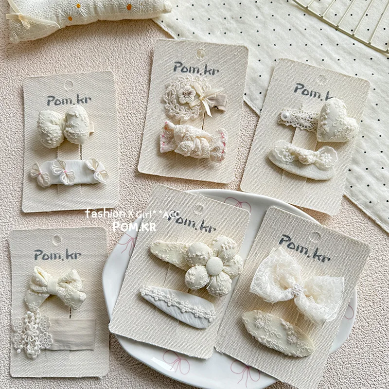Pinzas para el pelo con encaje estilo francés y lazo floral delicadas - imagen 2