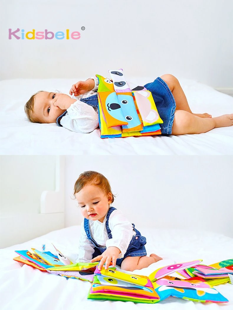 Libro sensorial de tela blanda con animales para bebés - imagen 2