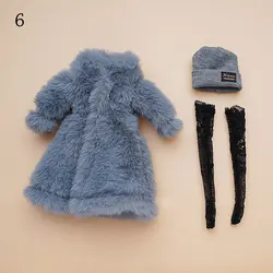 Abrigo de piel para muñecas BJD con sombrero y medias de encaje