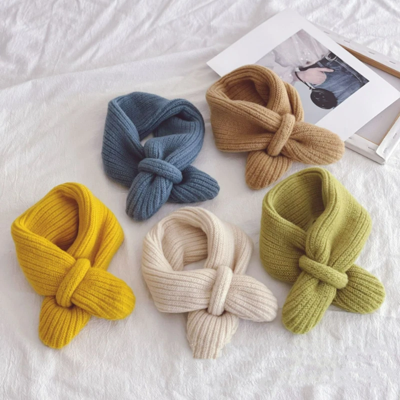 Bufanda infantil cruzada elegante invierno punto suave cálida - imagen 2