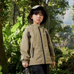 Chaqueta impermeable con capucha para niños de otoño