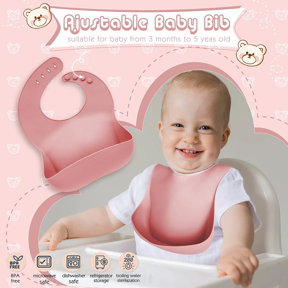 Vajilla silicona bebé con ventosa – Plato dividido y babero infantil - imagen 5