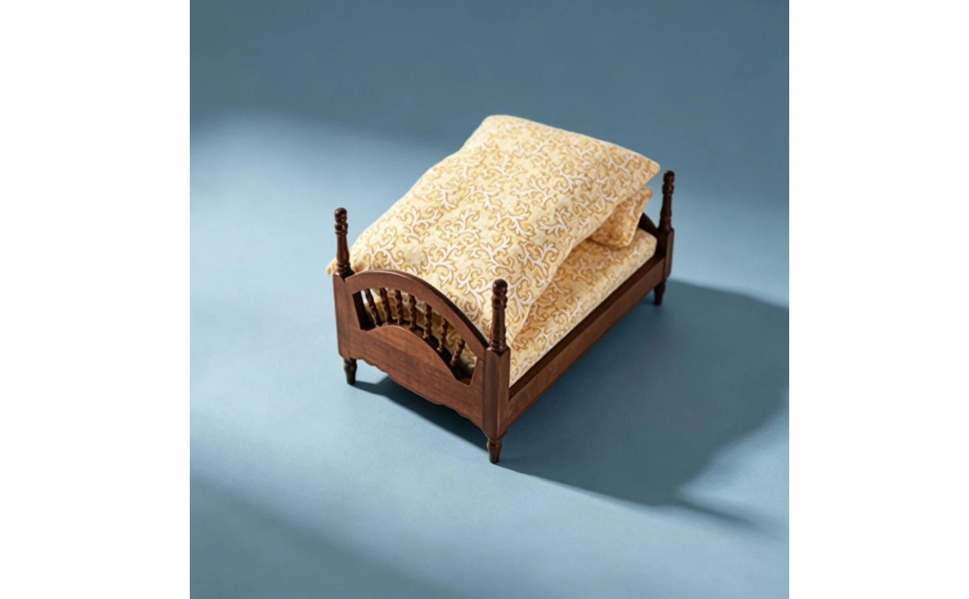 Cama y colchón en miniatura para dormitorio de muñecas