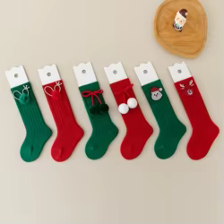 Tregren Calcetines altos de bebé con pedrería para Navidad
