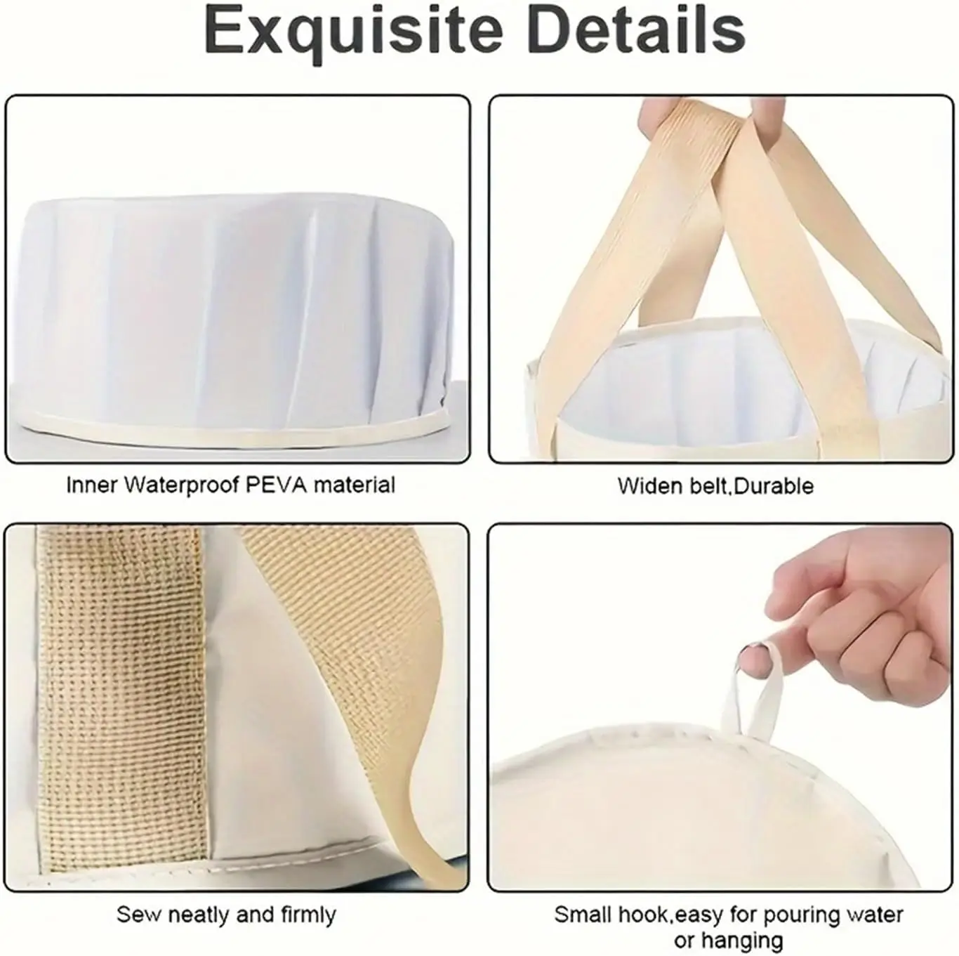 Bañera de bebé plegable aislada con asas, sin electricidad ni olor - imagen 5