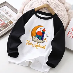 Camiseta infantil Eid Mubarak con estampado de luna para niños