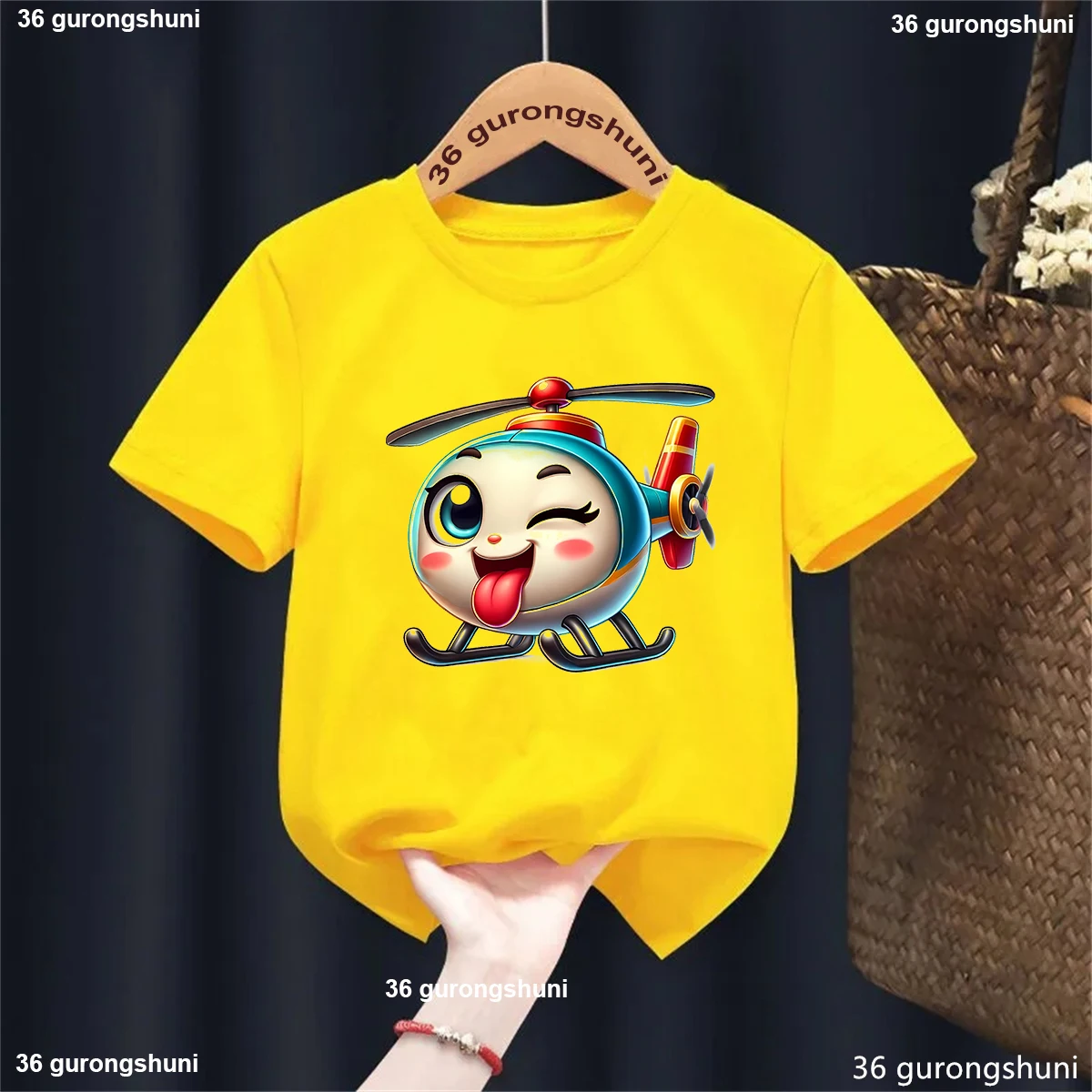 Camiseta unisex infantil de helicóptero kawaii con estampado para niños - imagen 4