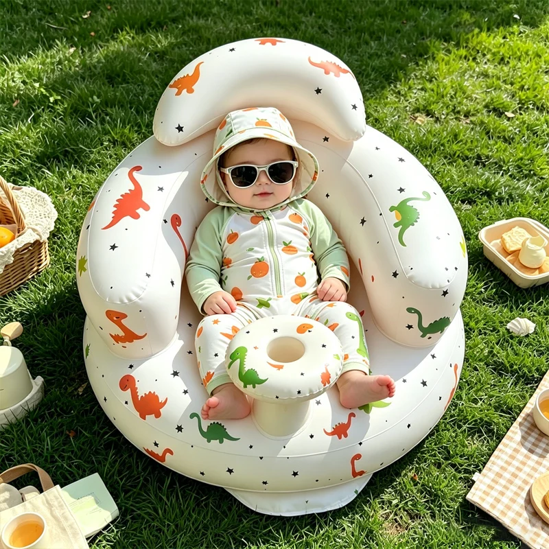Silla inflable para bebé con respaldo y bomba de aire integrada