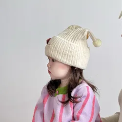 Gorrito bebé con orejeras de lana gruesa cortaviento, otoño-invierno