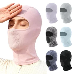 Pasamontañas de seda helada para mujer con protección facial y cuello