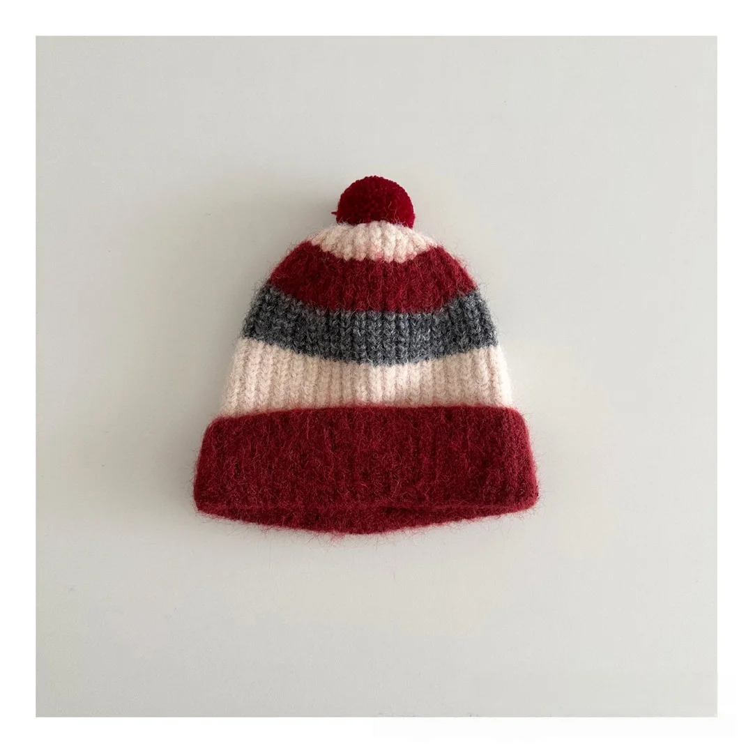 Gorro de punto a rayas para niños – Diseño invernal con puños - imagen 5