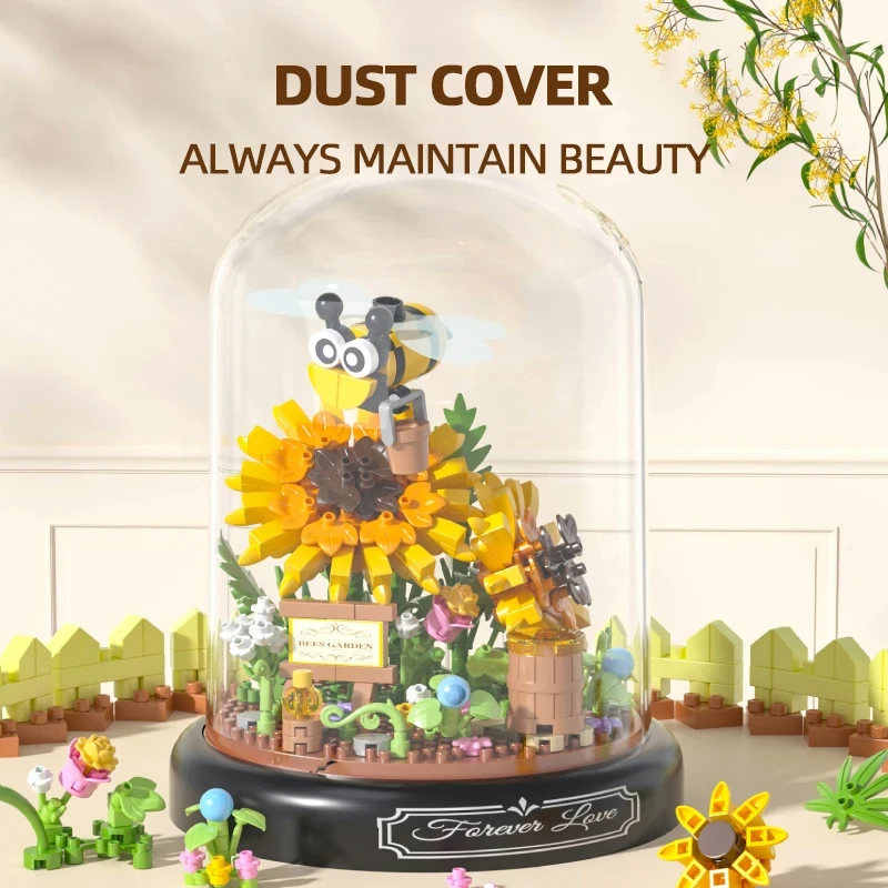 Bloques de construcción en maceta con insectos, flores y abeja - imagen 2