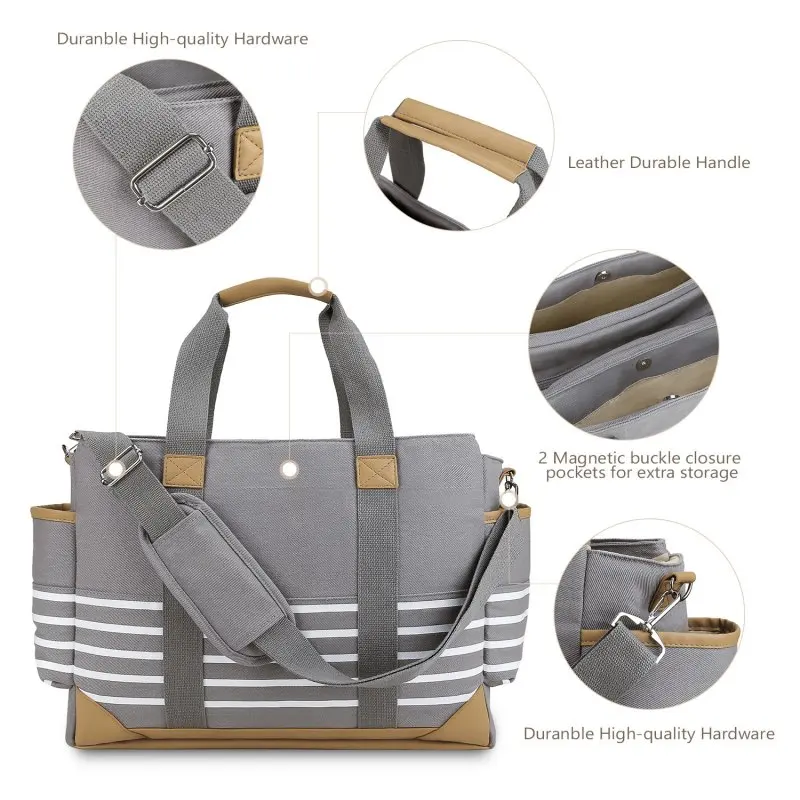 Bolso de maternidad lona para cochecito con gancho, hombro espacioso - imagen 2