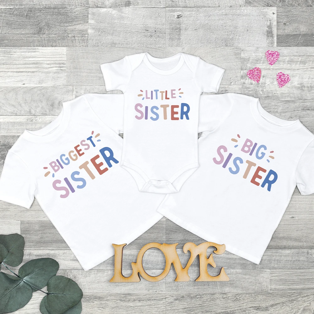 Conjunto hermanas algodón suave – Camisetas gemelas coordinadas - imagen 3