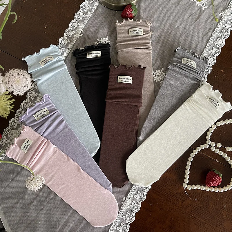 Calcetines altos de verano para niña en ocho colores variados