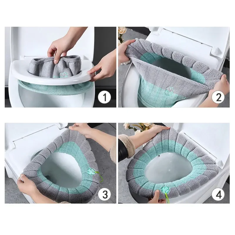 Funda asiento inodoro vvocci lavable térmica para invierno con asa - imagen 4
